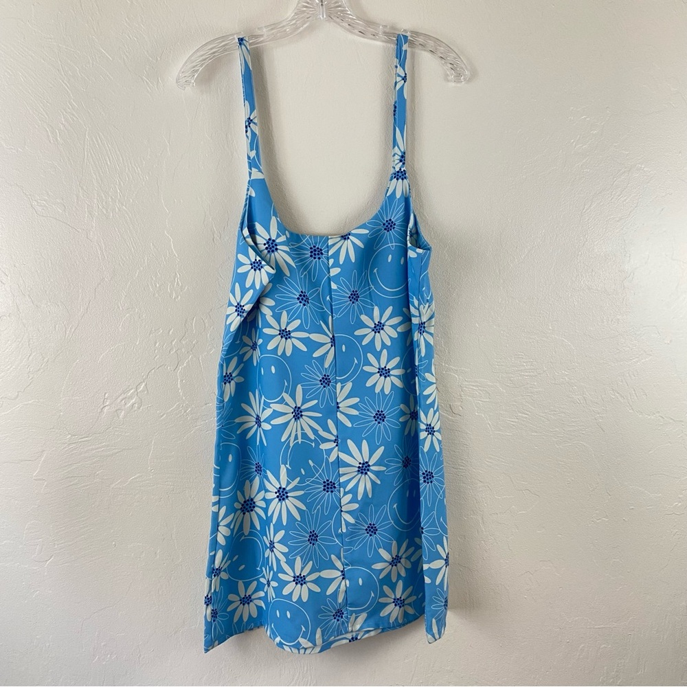 BSR By Samii Ryan Sky Blue Smiley Daisy Floral Print Spaghetti Strap Mini Dress - Picture 6 of 6